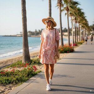 n:Philanthropy June Dress	Tropical Abstract Coral Size Small NWT